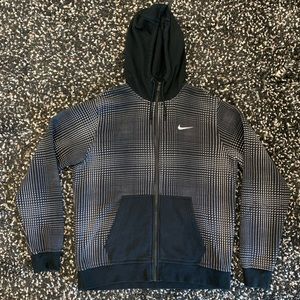 Nike Men’s Zip Up Hoodie. Size large. Black color with white pattern.
